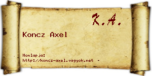 Koncz Axel névjegykártya